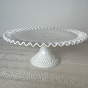 Vintage Fenton Hobnail Milk Glass Cake Stand / Dessert Stand